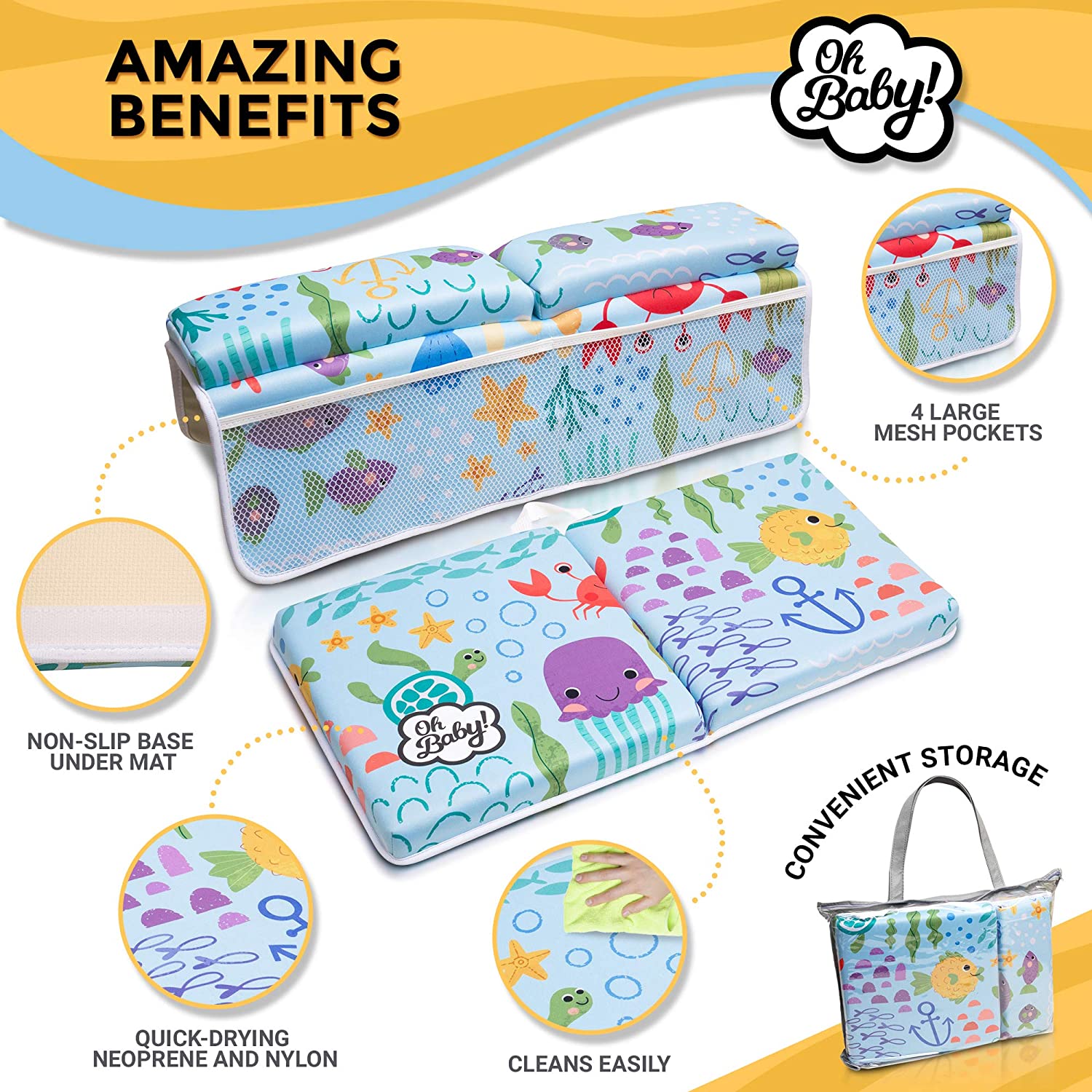 Bath Kneeler and Elbow Rest Pad Bonus Hooded Baby Towel Included